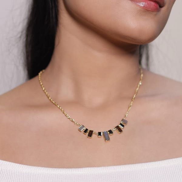 Geometric Multi Gems Necklace — Aura Fine Jewellery