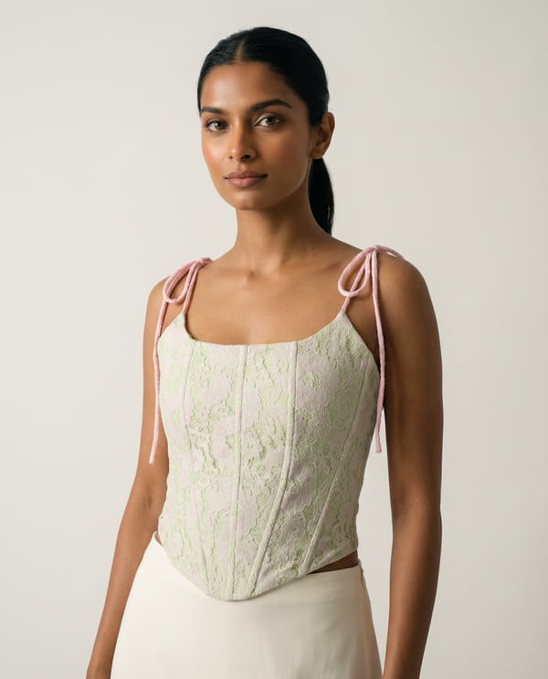Strawberry Matcha Lace Corset — OSE STUDIO