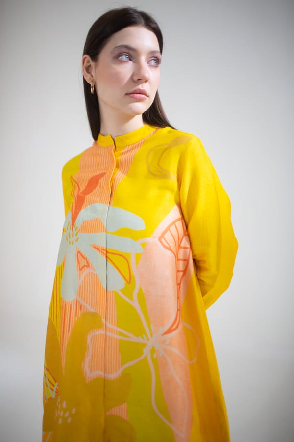 Yellow Short Kaftan Tail Set — CLOS