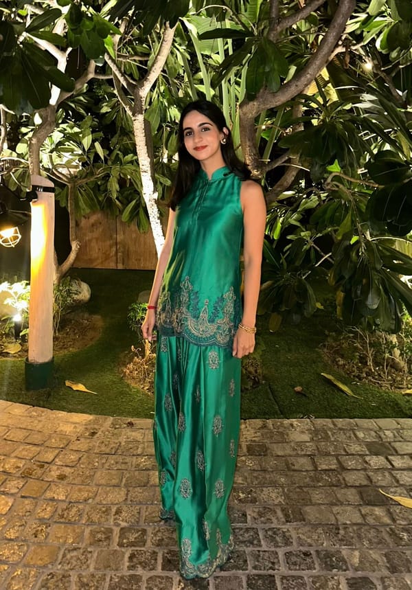 Emerald Green Embroidered Farshi Co-ord Set — INCHING INDIA