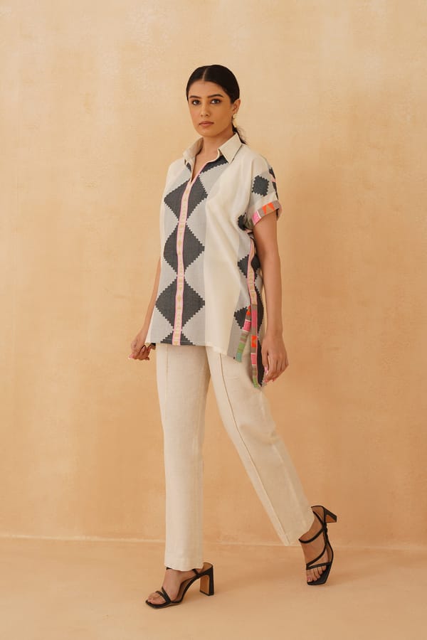 Cream Cotton Shirt and Pant Co-ord Set — NEETIKA CHOPRA