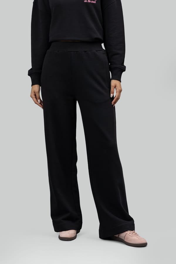 Black Bamboo Terry Bootcut Pants — Necesera