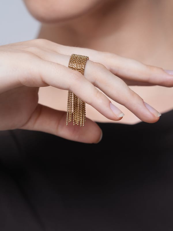 Stainless Steel Chain Tassel Finger Ring — Cao Jewellery