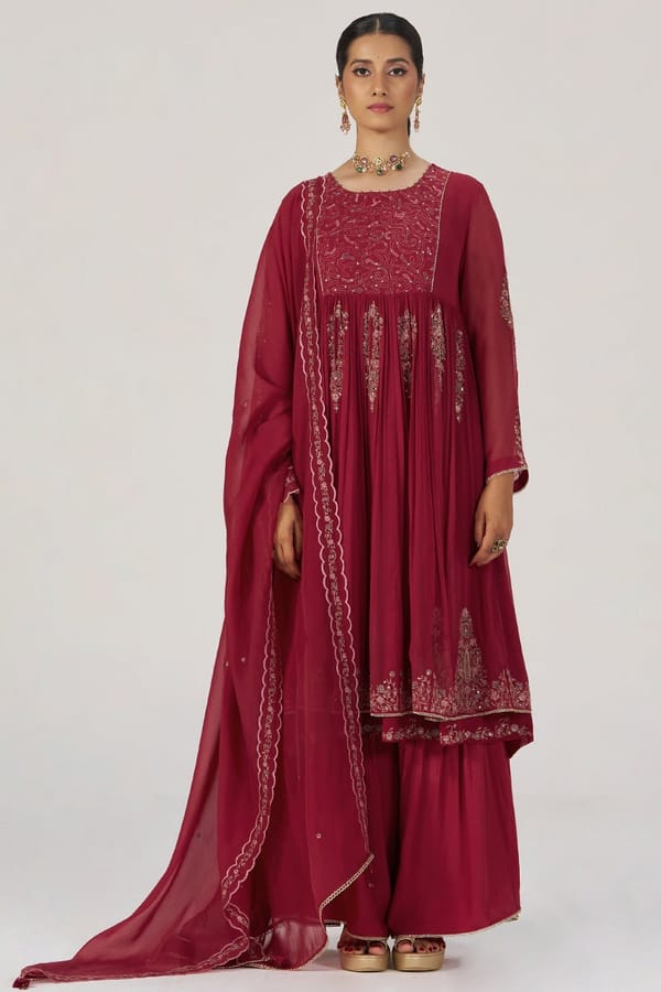 Maroon Festive Kurta Set — Ganga Fashions Pvt Ltd