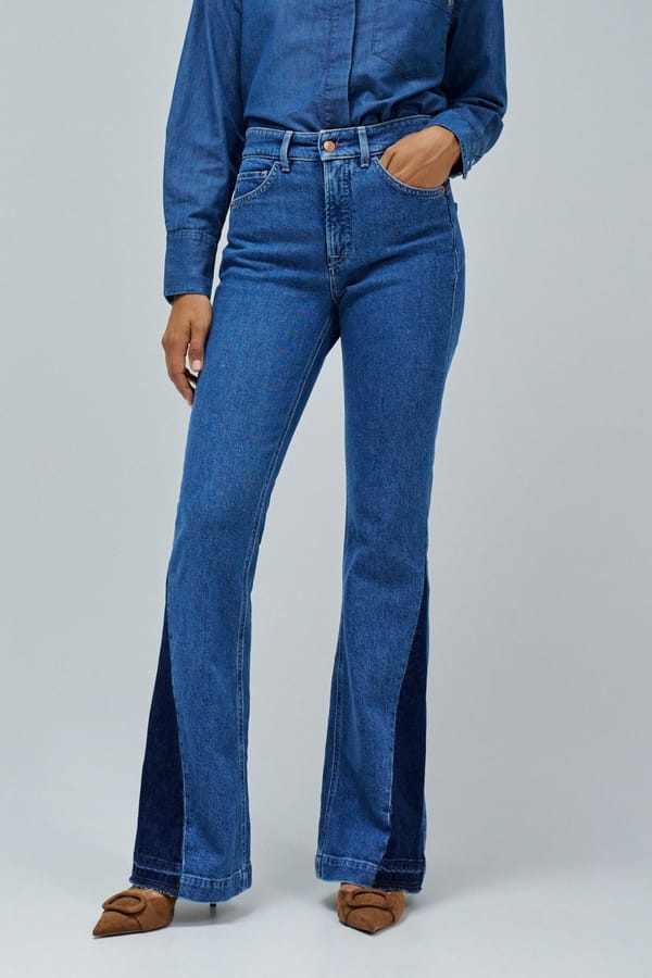 Blue High-Waist Flared Jeans with Zip and Button Closure — SALSA JEANS