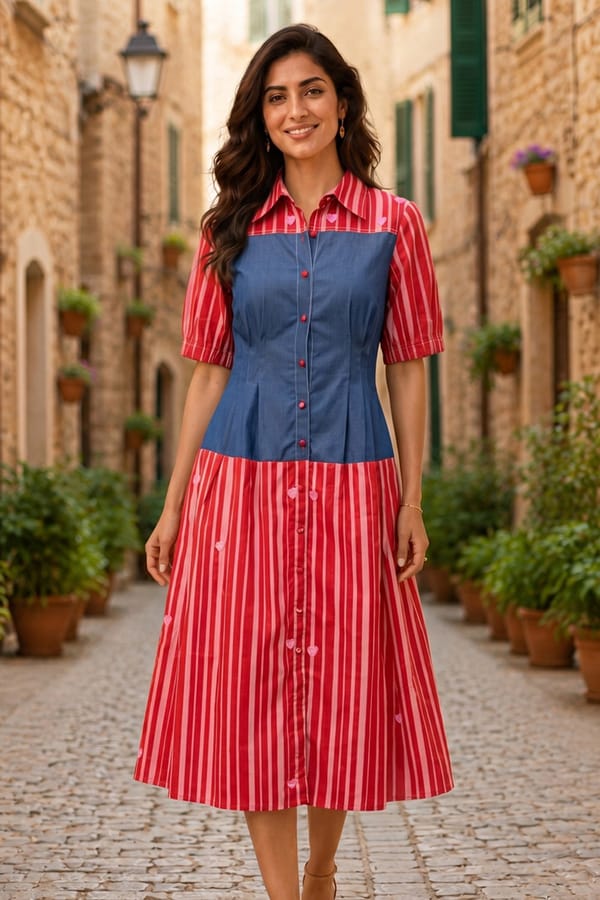 Color Block Stripe Midi Dress — BOHO-CHIC