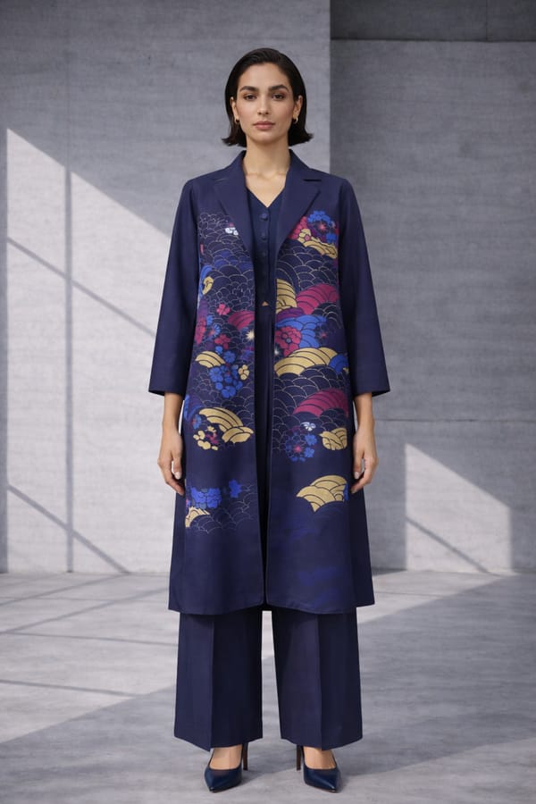 Mizu Navy Long Jacket Set — OJA