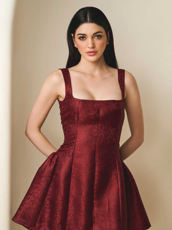 Bordeaux Midi Dress — AUBURBAN
