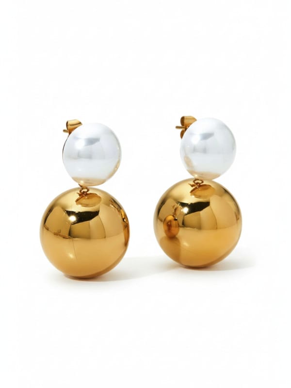 Ball Dangle Pearl Stud Earrings — Cao Jewellery