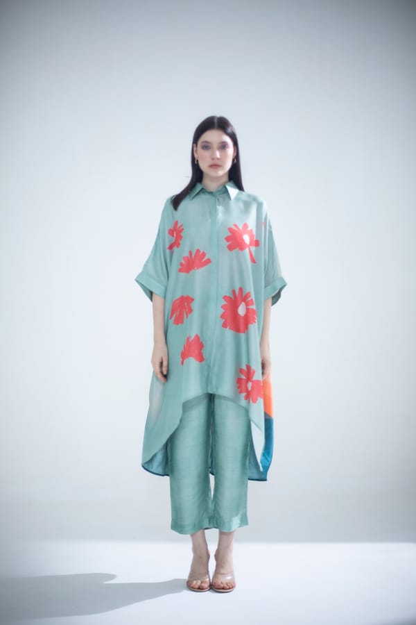 Deep Turquoise High Low Kaftan Set — CLOS