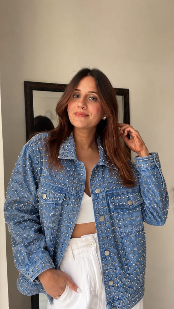 Oversized Denim studded jacket — CLOSET AFFAIR