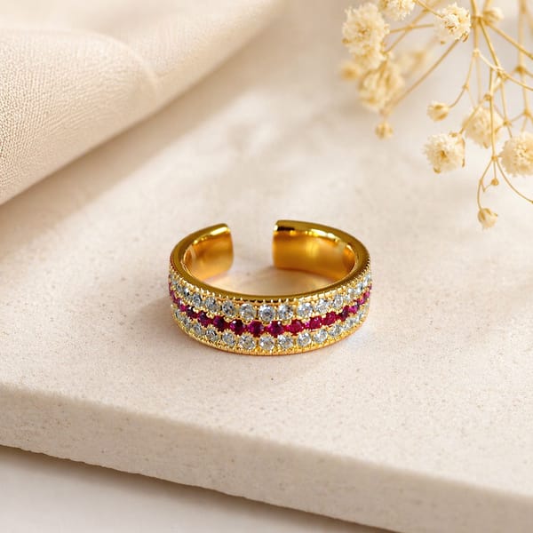 Ruby & Crystal Triple-Row Eternity Band, Calista — Inaya Accessories