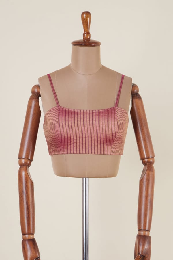 Deep Pink Striped Tissue Spaghetti Strap Blouse — Dressfolk