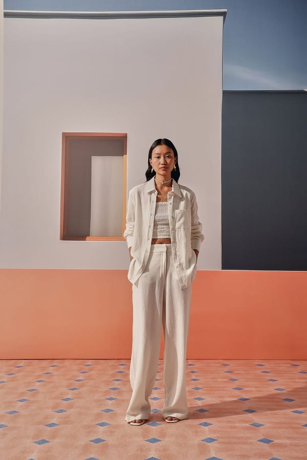 Cream High-Waist Wide-Leg Pleated Trousers — Sage by Mala