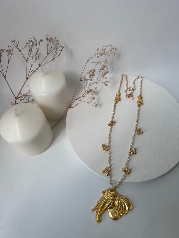 Elephant Pearl Hand Necklace — D Mak