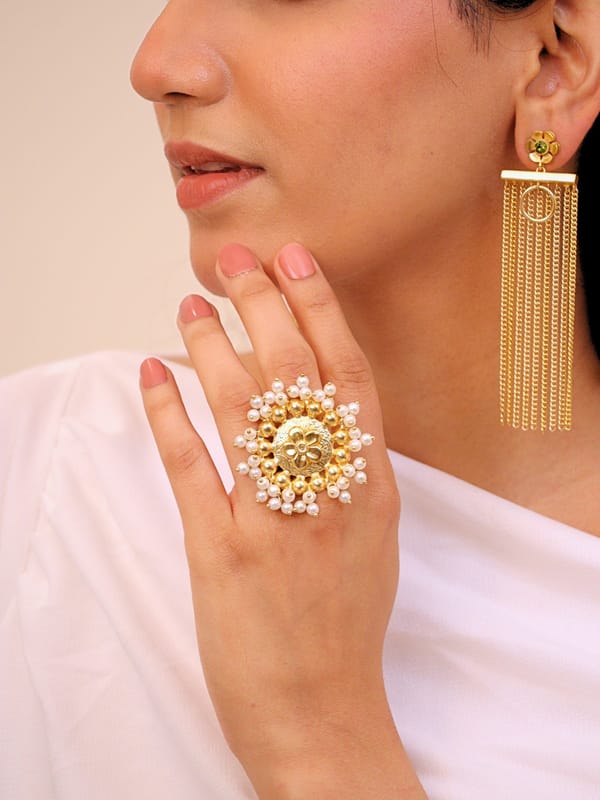 Parinaaz Ring for Women 18K Gold Plated — Viana Jewels
