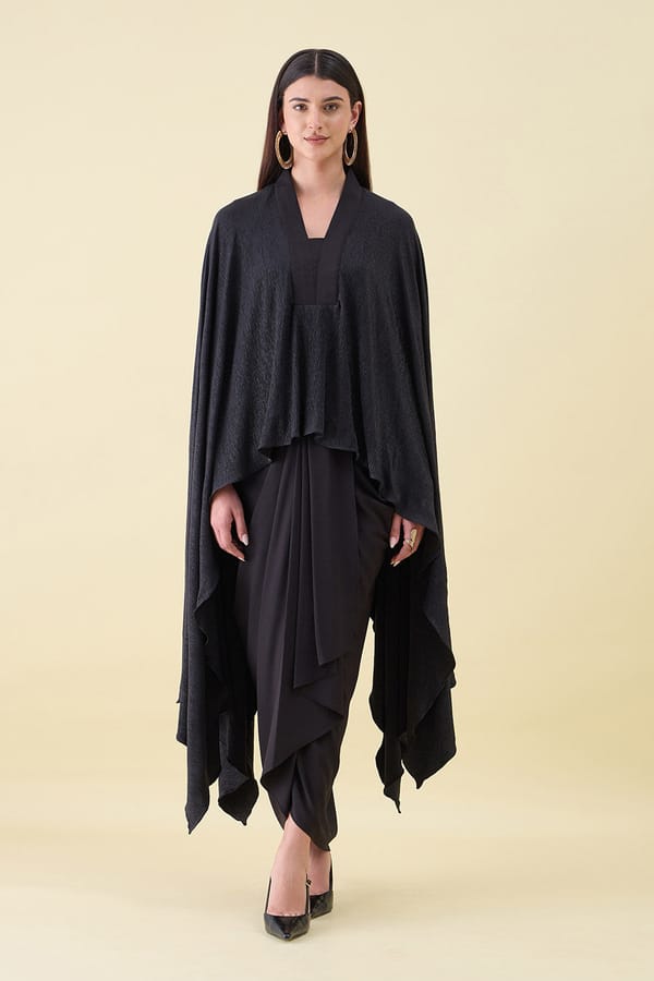 Black Shimmer Kaftan Set — Aakaar