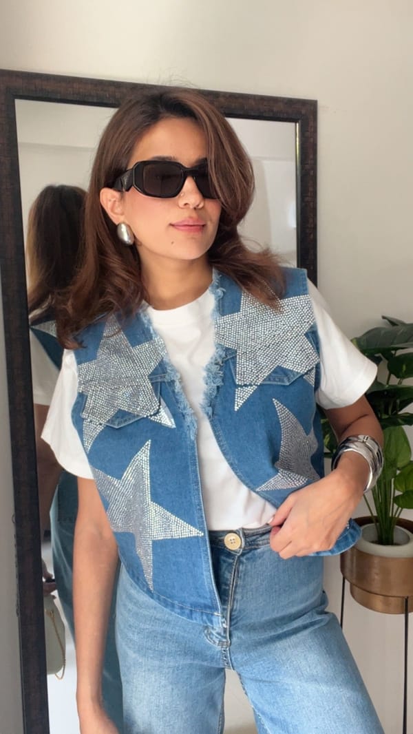 Swarovski Star Denim Gilet — CLOSET AFFAIR