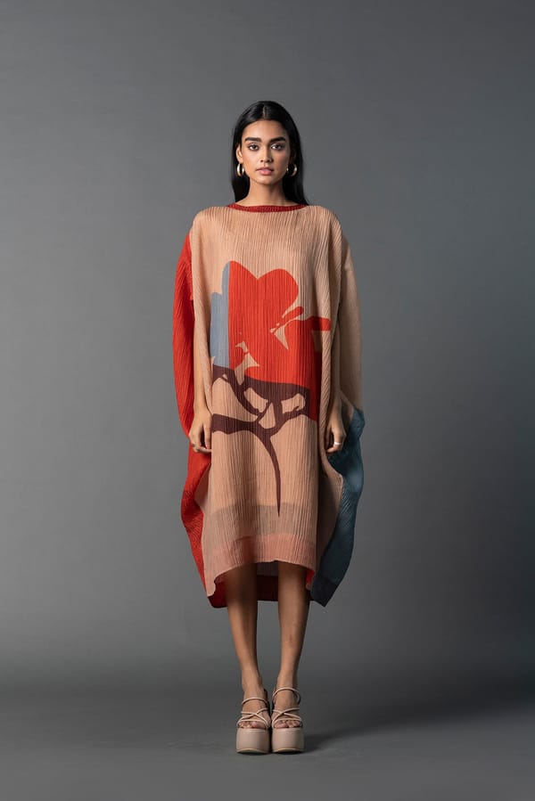 Array Aroma Beige & Red Dress — CLOS