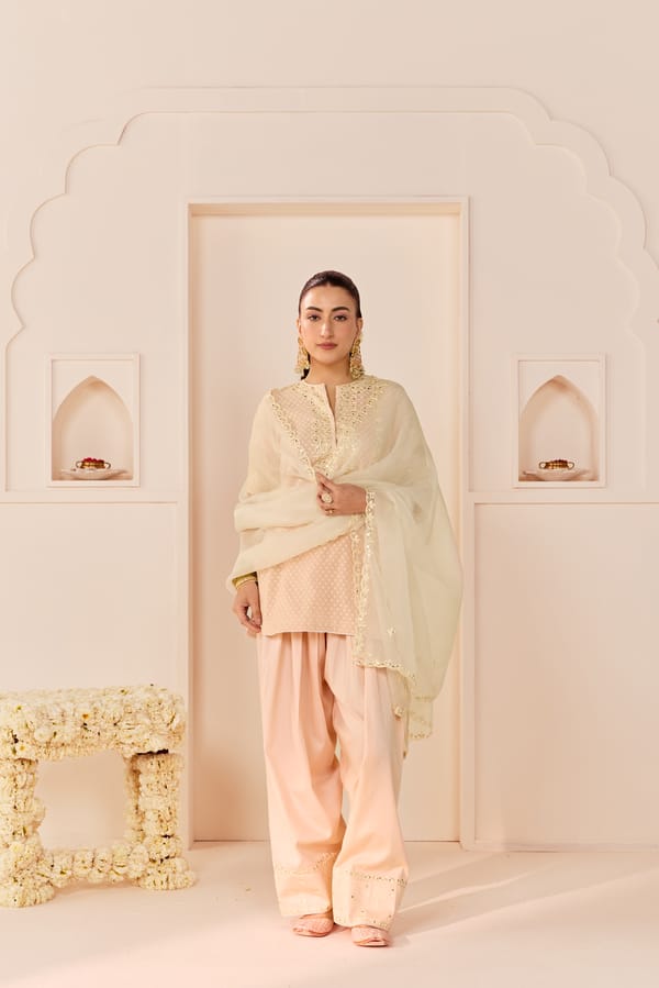 ANAISHA - SHORT KURTA WITH FARSHI SALWAR AND DUPATTA — Sheetal Batra