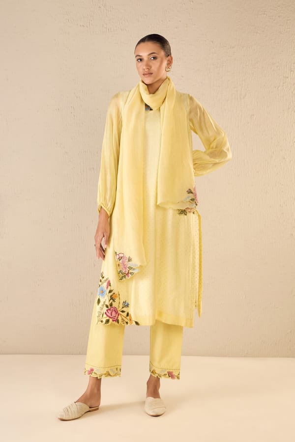 Rose Dream: Ivory Oversize Cotton Shirt Co-Ord Set — SHIVANI BHARGAVA