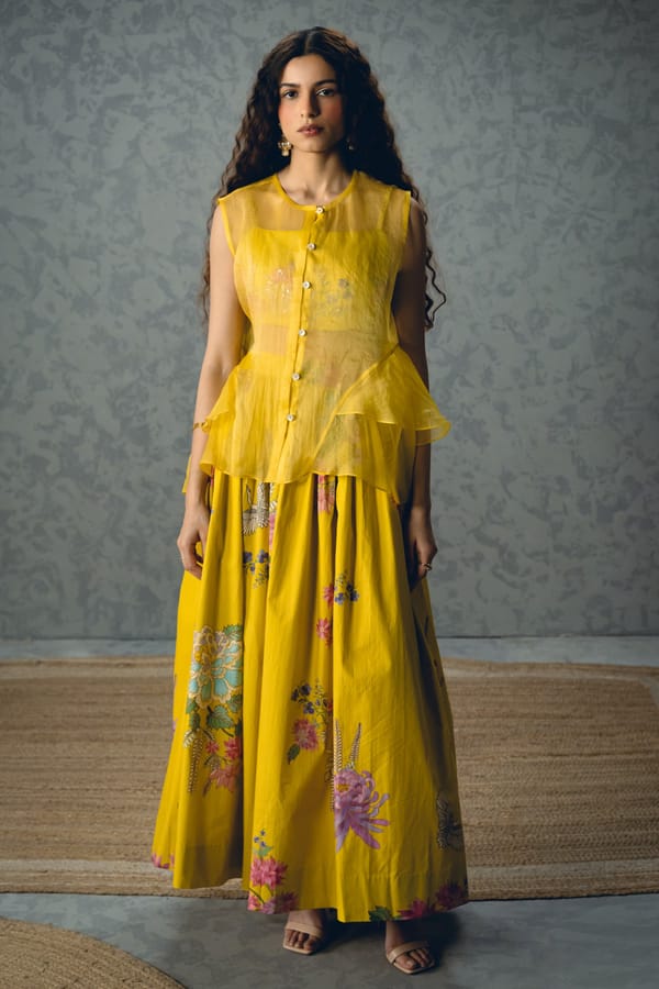 Alina skirt set-YELLOW — Paulmi and Harsh