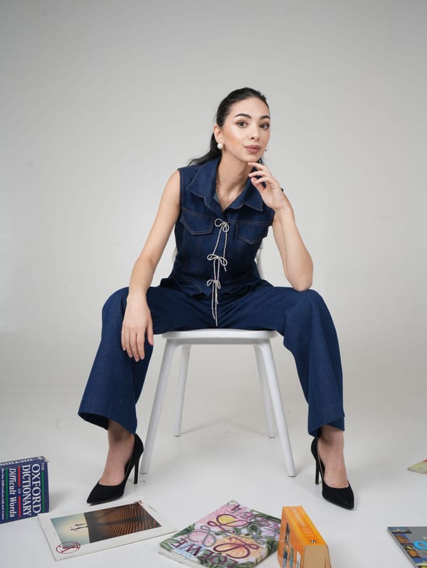 Stella Bow Denim Coord Set — AKSH