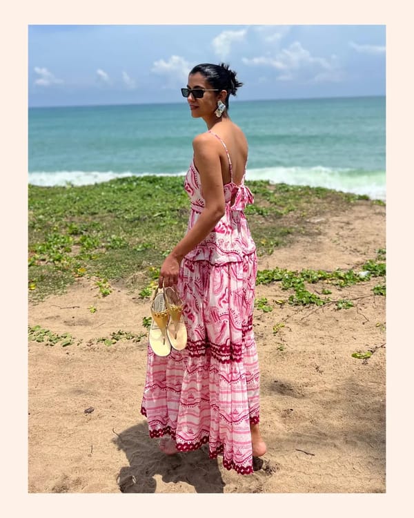 Pink Printed Halter Neck Tiered Maxi Dress — Style Island
