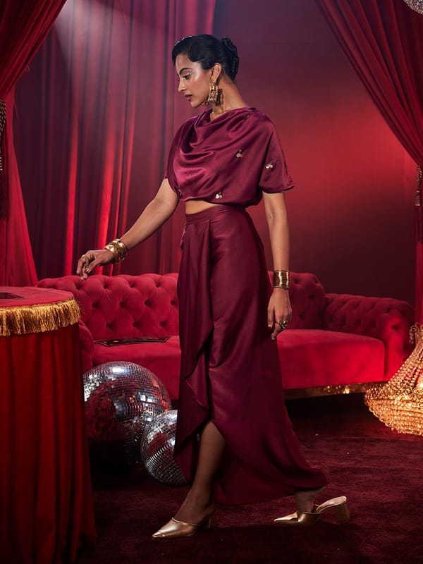 Amoura Satin Embellished Top — HOUSE OF FETT