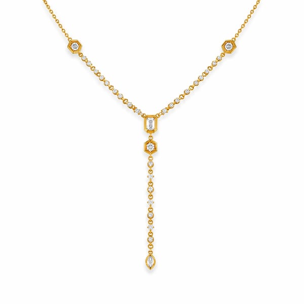 Emerald Cut Y-Shaped Drop Necklace, Siena — Inaya Accessories