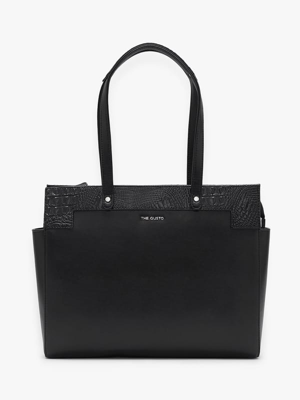 Estelle Croco Tote Bag - Black 16 Inches — The Gusto