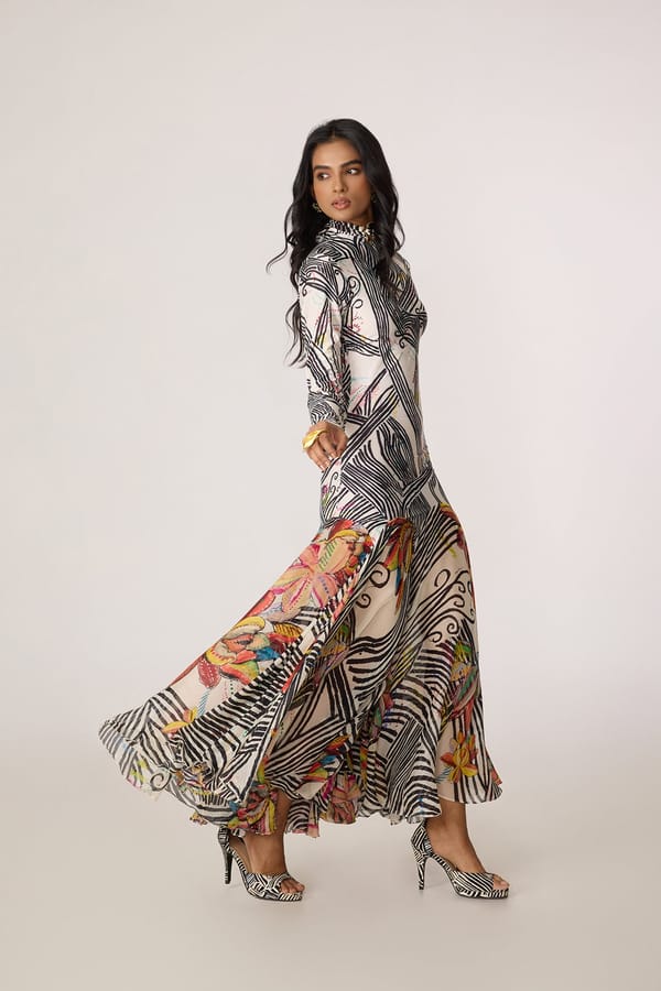 Maeva Dress - Abstract Doodle Print — Saaksha and Kinni