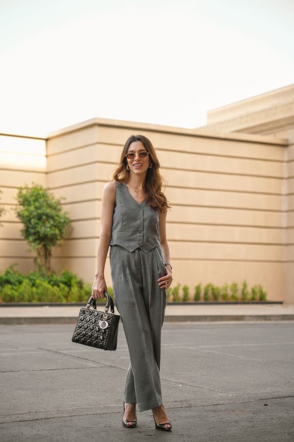 Camille Coord Set with Straight Pants - Stone Grey — Armoire