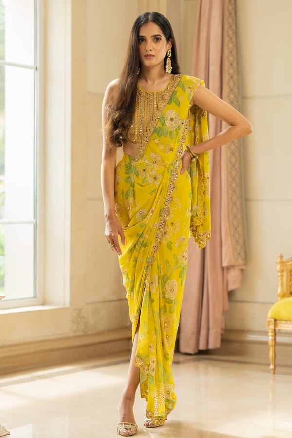Emily Saree Set ��Yellow — Paulmi and Harsh