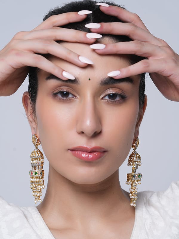 Multicolor Stone Designer CZ Elephant Earrings — Cao Jewellery