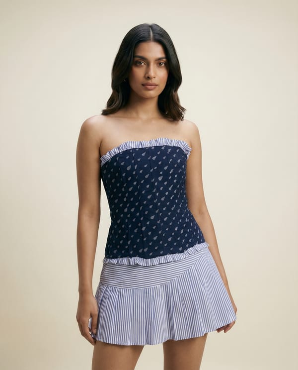 Dotty Denim Corset — OSE STUDIO