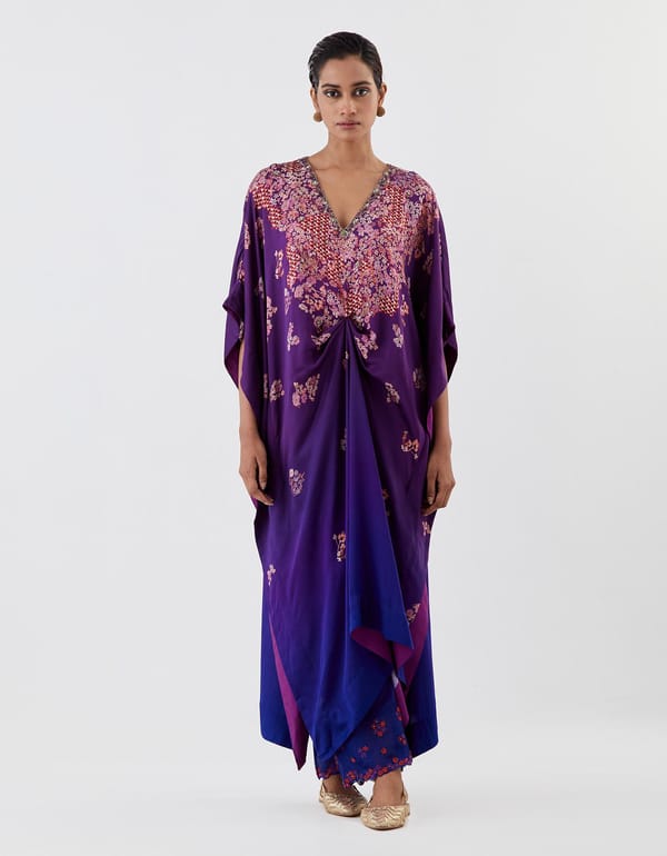 Ombre Drape Kaftan with Pants — Kavita Bhartia