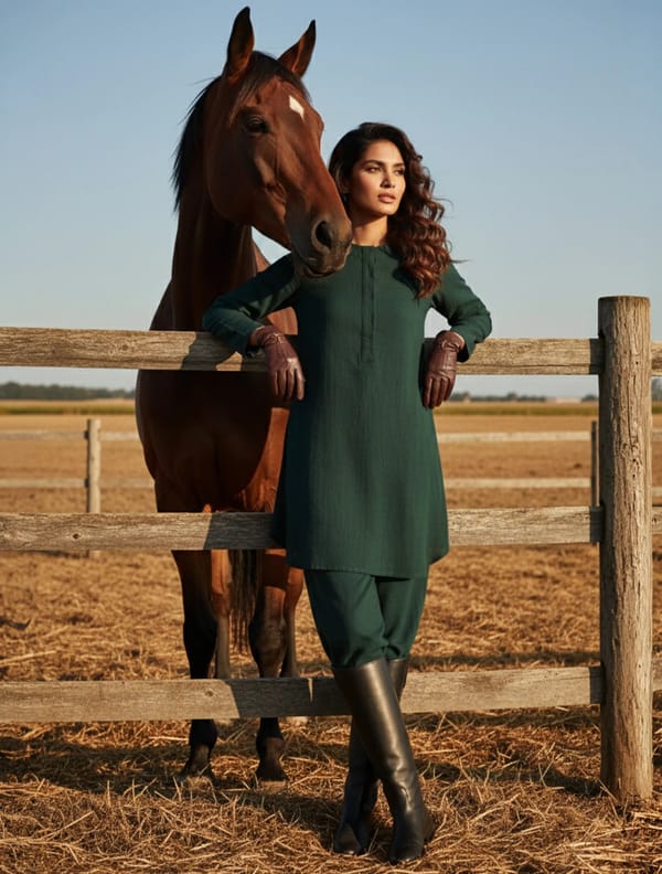 Dark Green Cotton Dobby Co-ord Set with Front Placket — Truebrowns