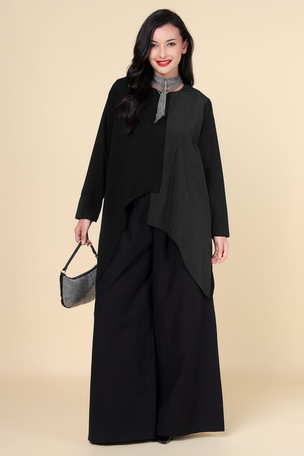 Black Asymmetric Layered Longline Top — ACRE