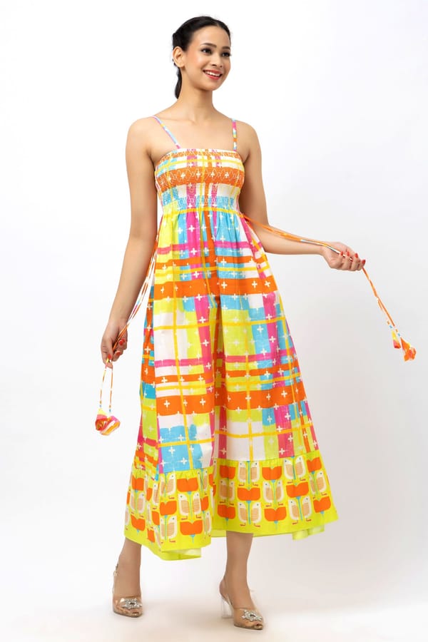 Feel-Good Smocked Summer Maxi — Jungle Marigold