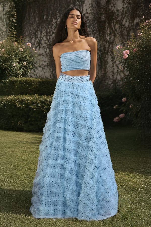 Polka Dot Smocked Bralette & Applique Flared Skirt — Dash and Dot
