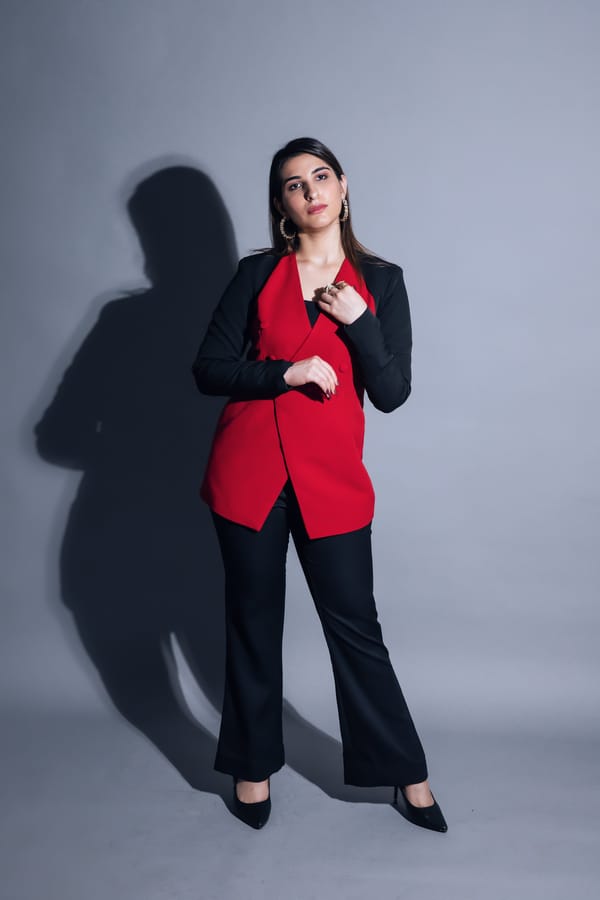 Red and Black Double-Breasted Blazer Co-ord Set — Darling Girl