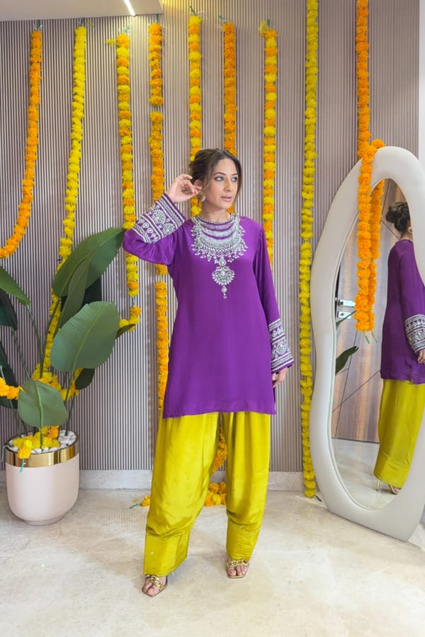 Zaira - Short Kurti with Farshi Salwar — Surkh Syahi