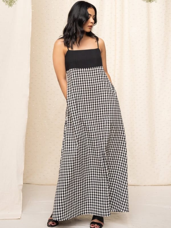 Nina Gingham Cotton Maxi Dress — Notch Above