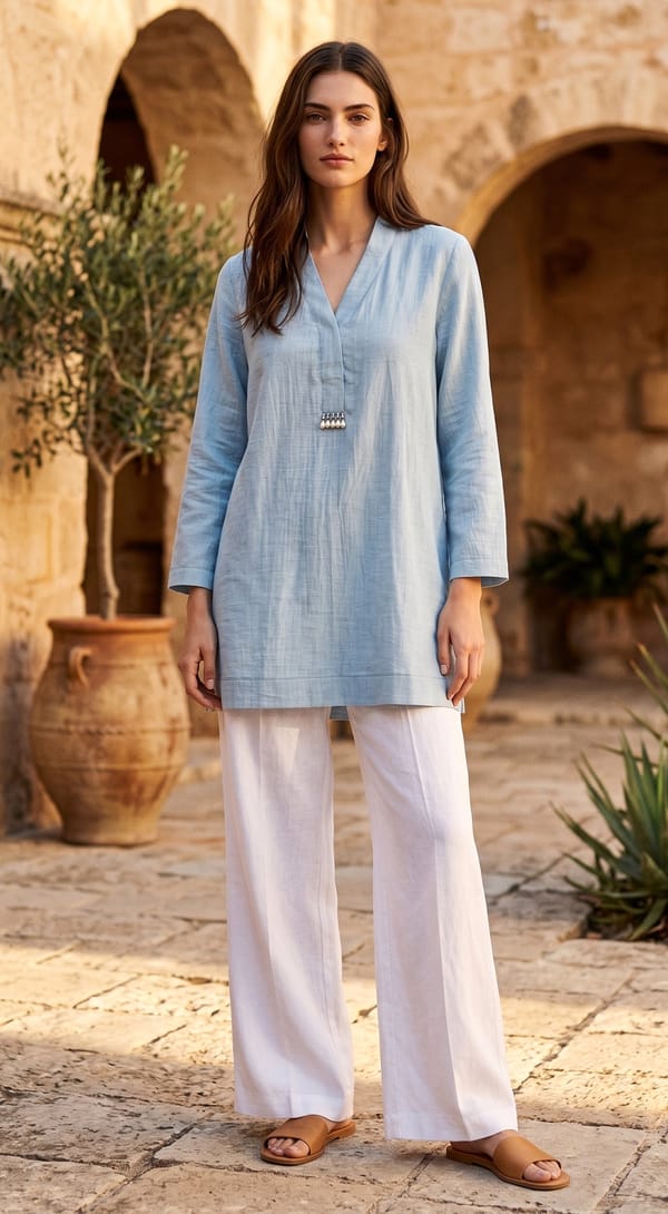 Blue Mul Chanderi Tunic — Basanti Kapde aur Koffee