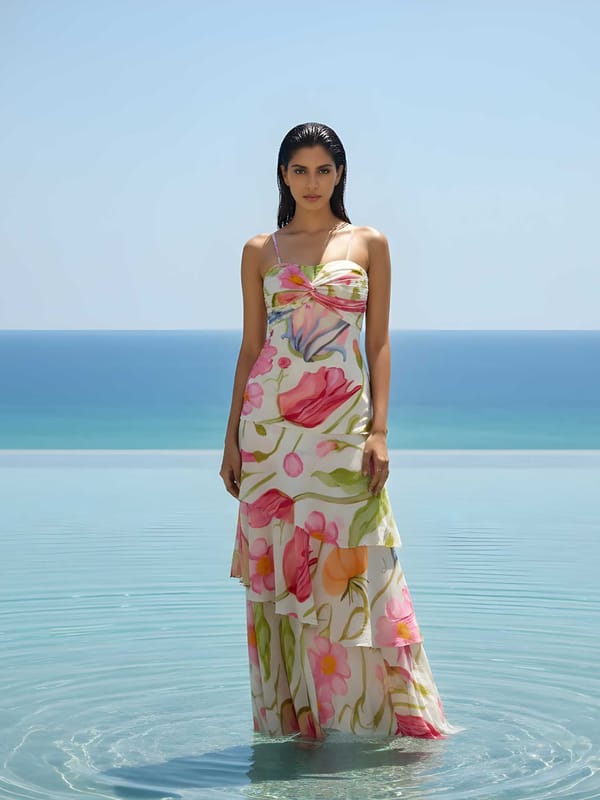 Breeze Printed Ruffled Maxi Dress — POPPI