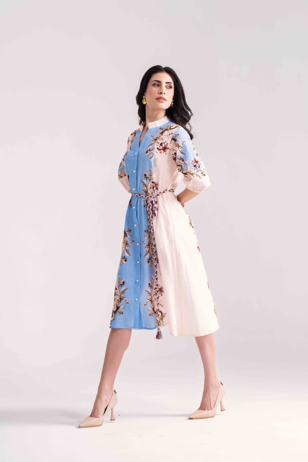 Soft tie blue dress — Label by Mohita