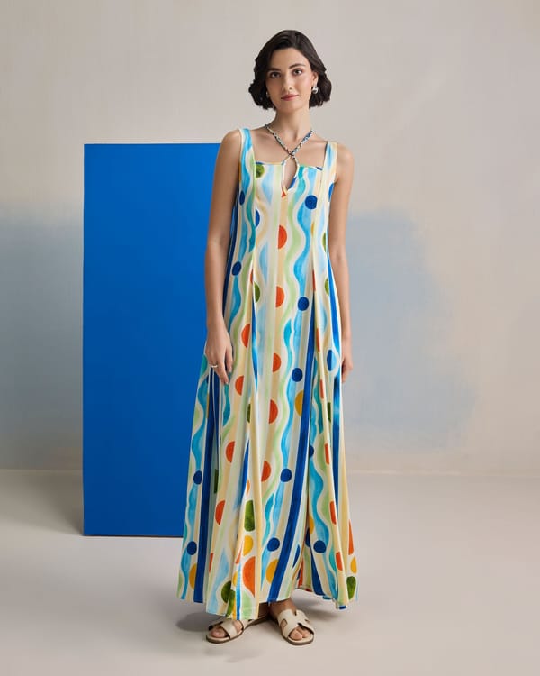 Aqua Ripple Maxi Dress — ZAZU