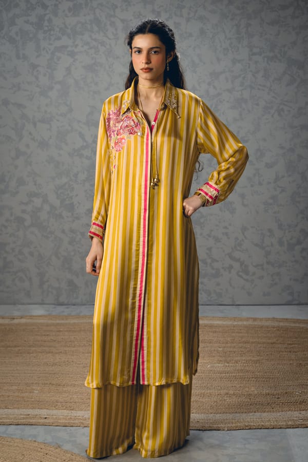 Lacey Kurta Set- Mustard — Paulmi and Harsh