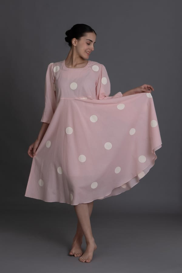 Pastel pink polka Dress — Khat